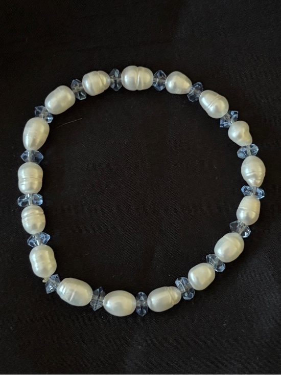 Jewelry - Freshwater Pearl and Light Blue Crystal Stretch Bracelet ~ NWOT